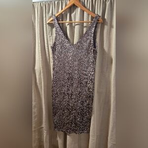 Ann Taylor Shimmering Backless Dress in Brown